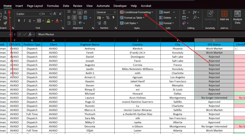 Conditional Formatting