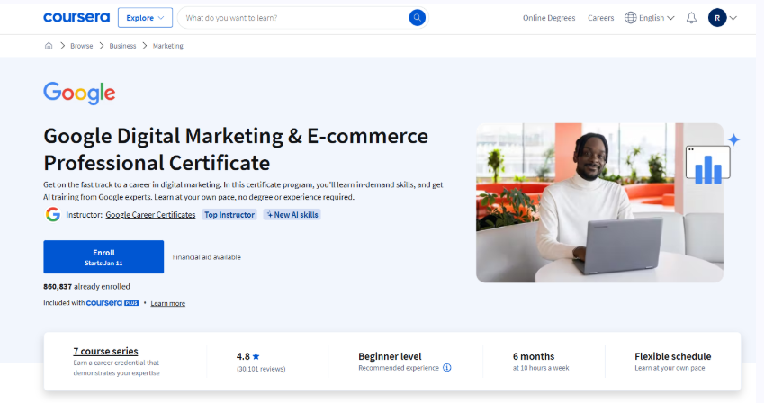 Google Digital Marketing & E-commerce Professional Certificate